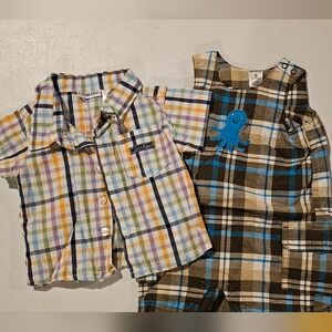 Boys CK button up & Carter's Romper